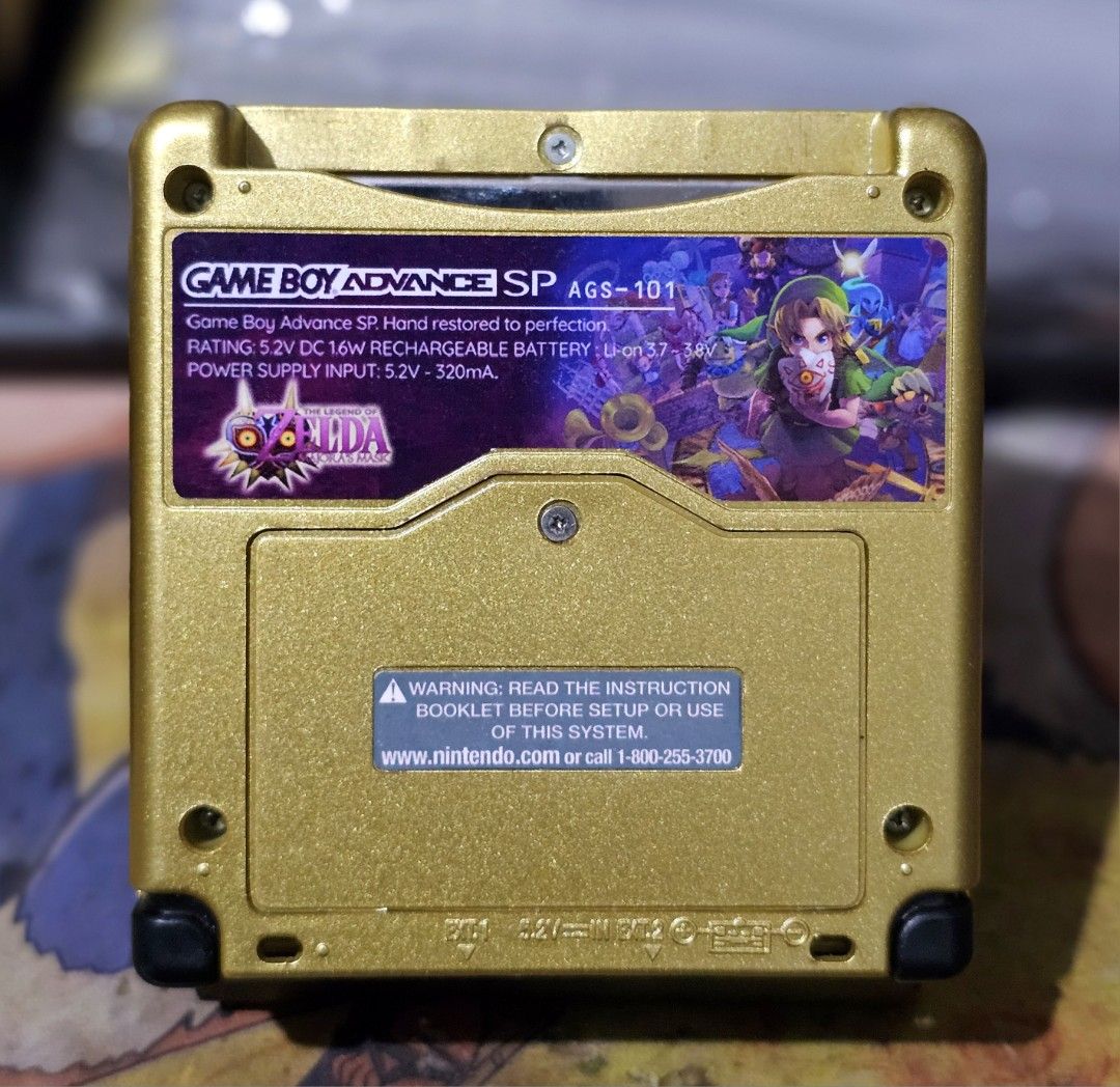 Gameboy Advance SP AGS-101 (Category: Nintendo) located in Santa Rosa. Submitted by j.r.constantino (Listing ID 1469332967, Image 3). Description: For sale Gameboy Advance SP - AGS-101 model - Zelda shell - Bright screen (Orig LCD) - Loud sounds (newly replaced capacitor) - All buttons are crisp and working - EXT and charging port are working - With new battery and charging cable - With free games (1 orig - dragonball) - Outer shell has minor scr