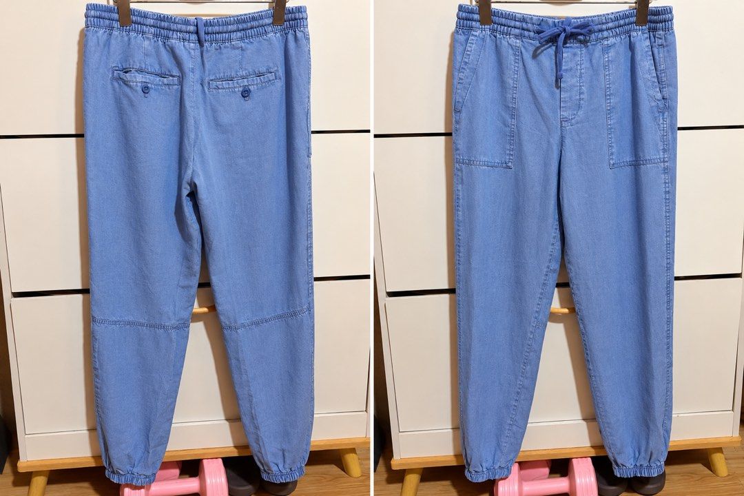 GAP Lyocell Jogger Pants Light Blue Size S (Category: Jeans) located in Siquijor. Submitted by yhostuff (Listing ID 1469178036, Image 1). Description: - Brand: GAP - tag Size: Small -actual size: M-Semi L - Color: Light Blue - Material: 100% Lyocell (ultra-soft, lightweight, and breathable) - Fit: Relaxed fit through the legs with knee seam details - Waistband: Elastic with adjustable drawstring - Pockets: Front patch pockets and back buttoned we