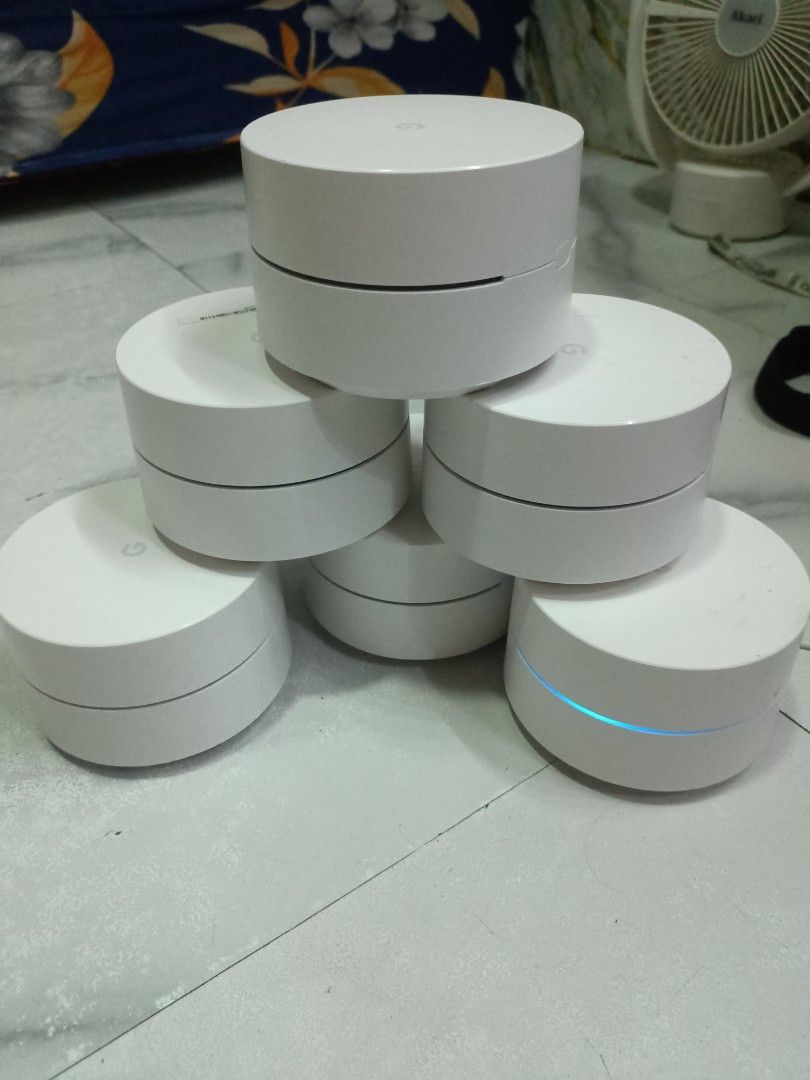 Google Wifi Router Snow Mesh Point AC1304 (Category: Networking) located in Meycauayan. Submitted by jonruelan (Listing ID 1469162051, Image 2). Description: 1800 each 1500 if take all unit and adaptor only no box 6month old see makinis pa pick up or pa lalamove mo. RFS UPGRADE TO LINKSYS VELOP. - Authentic Google Wifi mesh router units in clean snow white (Model AC1304) - Eliminates dead zones and expands whole-home wireless coverage .