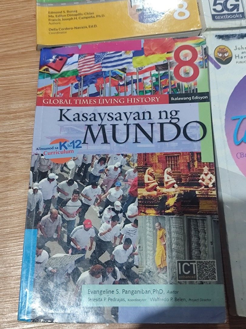 Grade 8 Junior High School Textbooks Bundle Mathematics Science History (Category: Textbooks) located in Manila. Submitted by b.cortes07 (Listing ID 1469252065, Image 2). Description: - Grade 8 Junior High School textbook bundle - Subjects included: Mathematics, Science, World History, and Filipino - Specific titles: Advance with Math, Science for Innovative Minds, Kasaysayan ng Mundo, and Tuon-Dunong - Trusted publishers: Rex, Diwa, and Johnny a