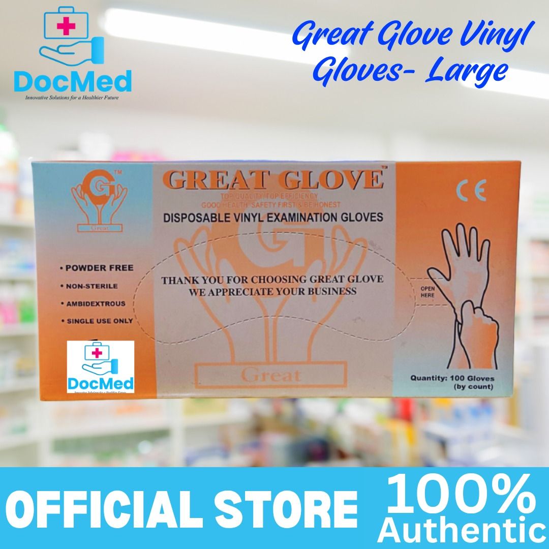 GREAT GLOVE VINYL GLOVES 100 PCS PER BOX (Category: Medical Supplies & Tools) located in Quezon City. Submitted by zee_010200 (Listing ID 1469170837, Image 3). Description: .