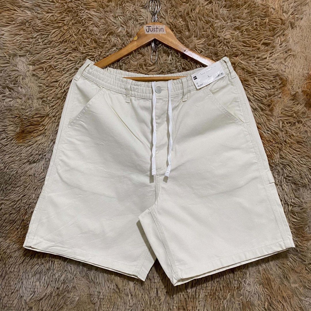 GU Painter Jorts Off White Size L (Category: Shorts) located in Butuan. Submitted by jc13thrifts (Listing ID 1469342294, Image 1). Description: - Brand new with original store tags attached - Color: Off-white - Material: 100% cotton - Size: Japanese Size L (fits waist 84-92cm) - Features: Elastic waistband with drawstring, front and back pockets, and utility loop details.
