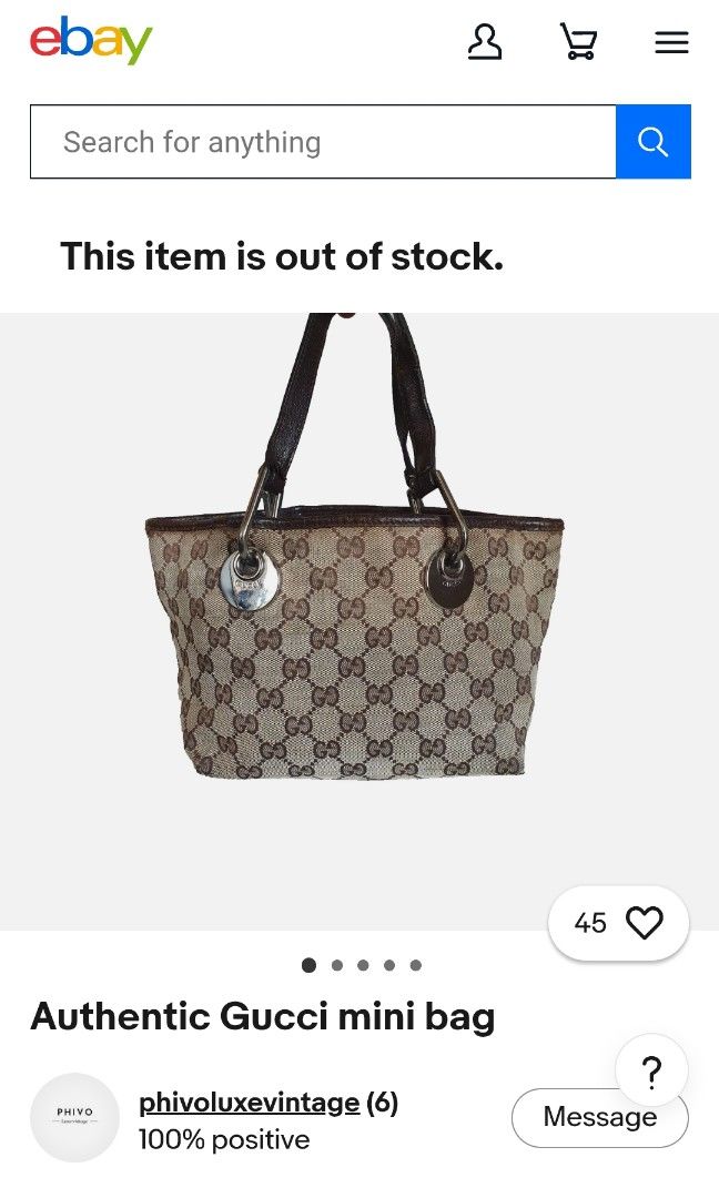 GUCCI BUCKET MINI BAG (Category: Shoulder Bags) located in General Mariano Alvarez. Submitted by adonid (Listing ID 1469210399, Image 2). Description: GUCCI BUCKET MINI BAG GOOD CONDITION NORMAL SIGN OF USAGE ONLY. ISSUE WALA NA YUNG ISA SLING NIYA.