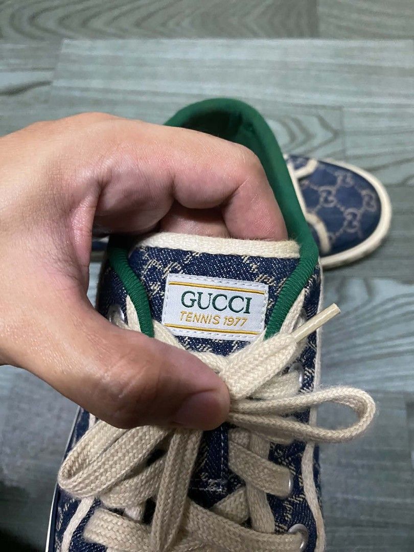 Gucci canvas sneaker (Category: Sneakers & Footwear) located in Pasig City. Submitted by jstnisidor81288 (Listing ID 1469277172, Image 3). Description: Size 7 on tag best fit to 42 euro Needs clean Sign of usage only.