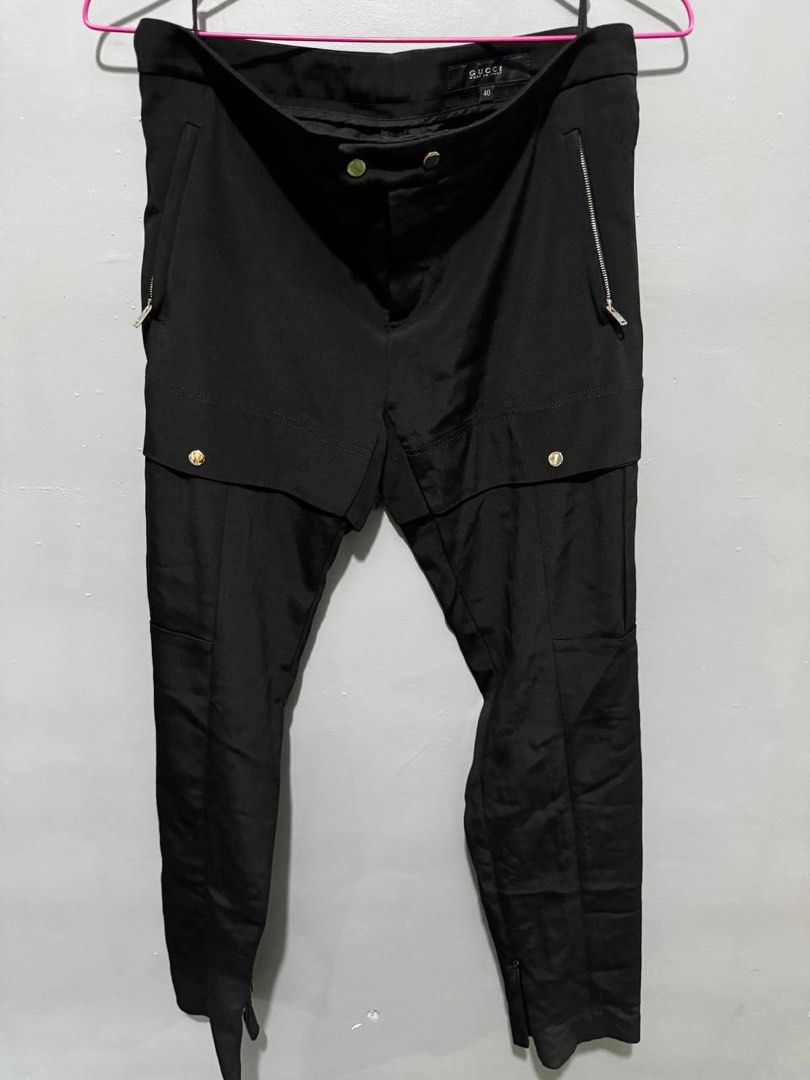 Gucci Trousers (Category: Other Bottoms) located in Marikina City. Submitted by anndergroundmarket (Listing ID 1469163974, Image 1). Description: Silver tone metal snaps and zipper pulls engraved with Gucci scripts..