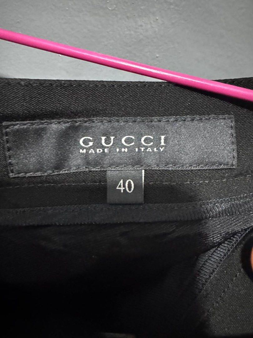 Gucci Trousers (Category: Other Bottoms) located in Marikina City. Submitted by anndergroundmarket (Listing ID 1469163974, Image 3). Description: Silver tone metal snaps and zipper pulls engraved with Gucci scripts..