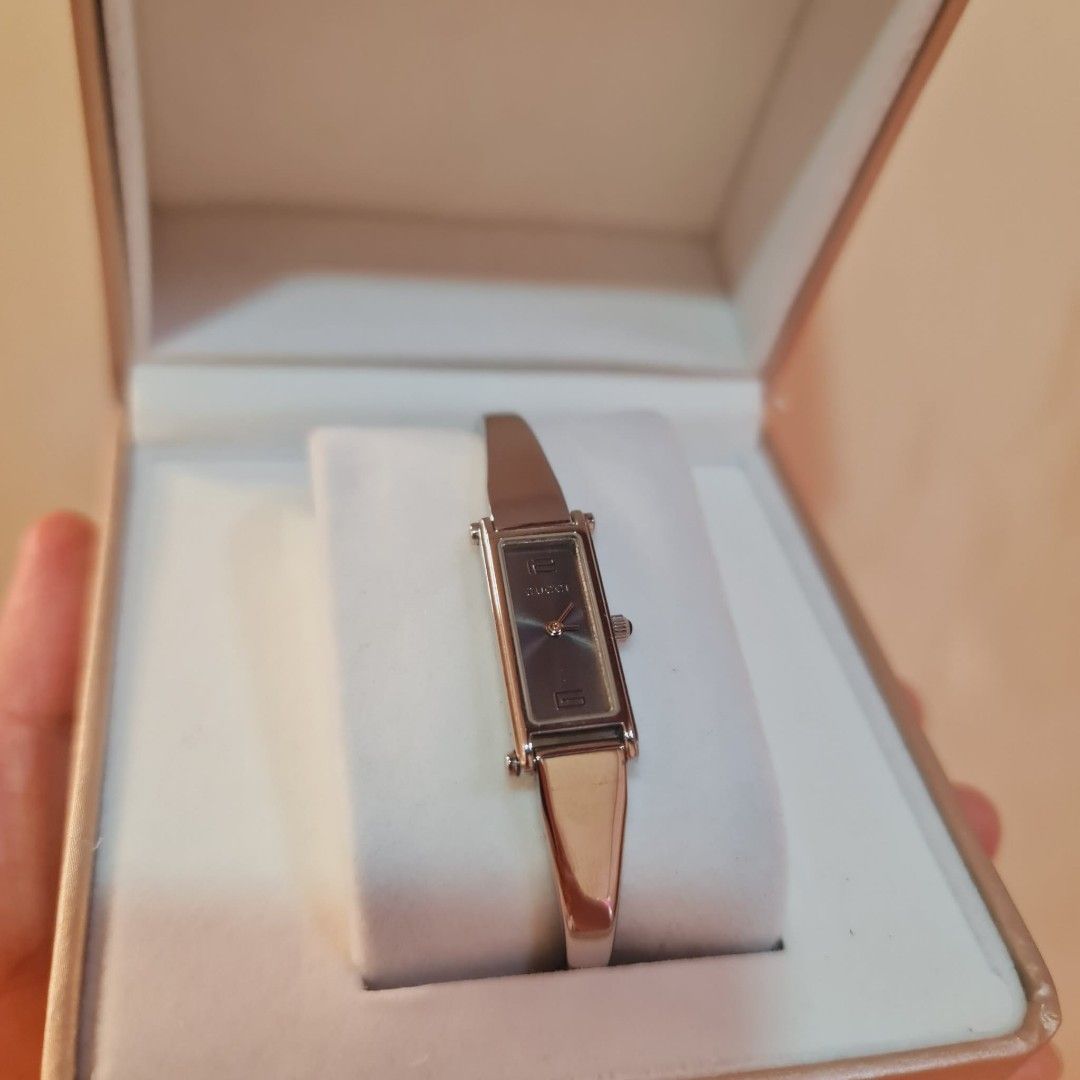 Gucci Watch in Silver Tone Gray Dial (Category: Women's Watches) located in Navotas City. Submitted by ryjayshoppe (Listing ID 1469240057, Image 3). Description: Onhand and Ready to ship Original Preloved GG Watch in Silver Tone Gray Dial Almost New Condition!🥰Makinis❤️ XS-Small size 15cm-16cm with Replacement Box only Last Price Posted!Low ballers will not entertained! Free shipping nationwide! 📌DISCLAIMER📌 We are not affiliated, associated, 