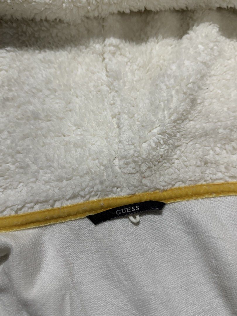 Guess sherpa fullzip hoodie (Category: Coats, Jackets and Outerwear) located in Marawi City. Submitted by prmothrift.11 (Listing ID 1469314865, Image 3). Description: Guess sherpa fullzip hoodie pang y2k mo detachable vest dimes 19x24 needs deep wash.