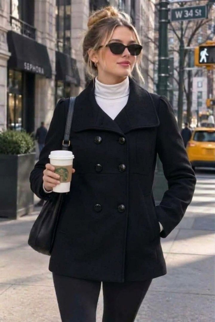 GUESS WOOL-BLEND PEACOAT (Category: Coats, Jackets and Outerwear) located in Pagsanjan. Submitted by thriftyclothes33 (Listing ID 1469308121, Image 1). Description: 🔥 VINTAGE GUESS WOOL-BLEND PEACOAT 💎🧥🖤 💰 ₱1,150 + SF ✨ Double-breasted design ✨ Feminine flared hemline ✨ Decorative black buttons ✨ Classic timeless style 🏷️ Small on tag 📏 Width 18" • Length 27" 📦 From U.S. package 📍 Laguna ❌ No COD • GCash only.