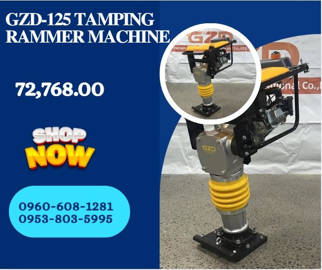 GZD-125 Tamping rammer machine (Category: Everything Else Others) located in Caloocan City. Submitted by mightywater-74d1 (Listing ID 1469167621, Image 1). Description: ◎Model: GZD-125 ◎Power: 5.5-6.5HP(Chinese engine) ◎Ramming force: 15KN ◎Leap height: 45-65mm ◎Ramming frequency: 640-680times/min ◎Fuel tank capacity: 2L ◎Weight: 65kg ◎Wooden box size: 100*49*62cm ◎Gross weight: 85kg .