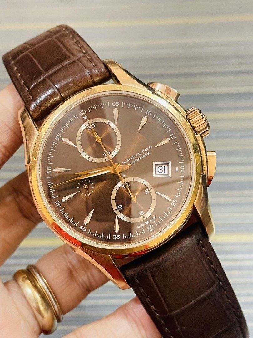 Hamilton Jazzmaster Chrono H326461 (Category: Luxury Watches) located in Paranaque City. Submitted by robertsoon.08 (Listing ID 1469311521, Image 2). Description: Hamilton Jazzmaster Auto Chrono H326461 Swiss Automatic (Valjoux/Caliber 7750) 42mm case size Original leather bracelet Good running condition Preloved used watch Authentic/Original Watch only!! with provided box ordinary.