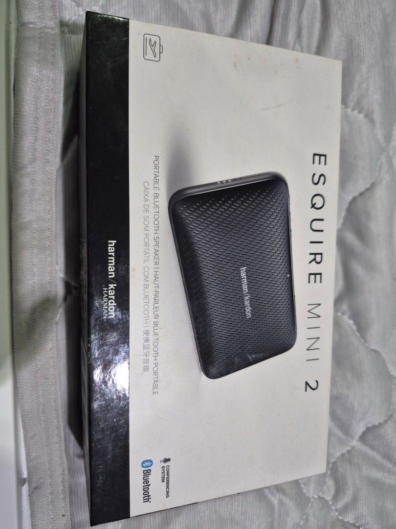 Harman Kardon Esquire Mini 2 Portable Bluetooth Speaker (Category: Soundbars, Speakers & Amplifiers) located in Quezon City. Submitted by gamerguy1211 (Listing ID 1469315019, Image 1). Description: - Model: Harman Kardon Esquire Mini 2 (Black) - Condition: Unused, opened only for photos - Design: Ultra-slim profile, perfect for travel or office desks - Features: Premium sound quality and built-in conferencing system - Inclusions: Original box and