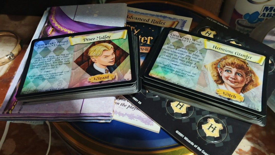 HARRY POTTER TCG (2001) Two Player Starter Set (Category: Raw Singles) located in Mandaluyong City. Submitted by toni_kun (Listing ID 1469282262, Image 3). Description: Harry Potter Trading Card Game: Two-Player Starter Set -complete set in good condition -minor shelf wear on the box Location: Sta Ana Manila.