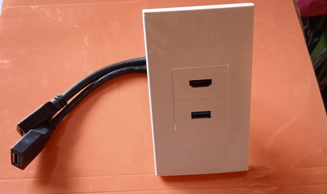 HDMI & USB Wall Plate with 20cm Pigtail (Category: Office & Business Technology) located in Quezon City. Submitted by goodviberco (Listing ID 1469241777, Image 1). Description: .
