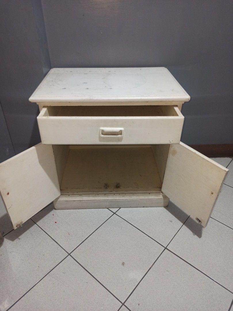 HEAVY SOLID WOOD Bedside Cabinet / Table / Nightstand (Category: Shelves, Cabinets & Racks) located in Las Pinas. Submitted by ramdinglasan (Listing ID 1469186972, Image 3). Description: HEAVY SOLID WOOD Bedside Cabinet / Table / Nightstand - ₱699 - No holes, no serious damage - Not sure what wood was used but it's definitely heavy for its size - Dimensions: Length = 24 inches Width = 16 inches Height = 24 inches Pick up only Mode of payment: GCa