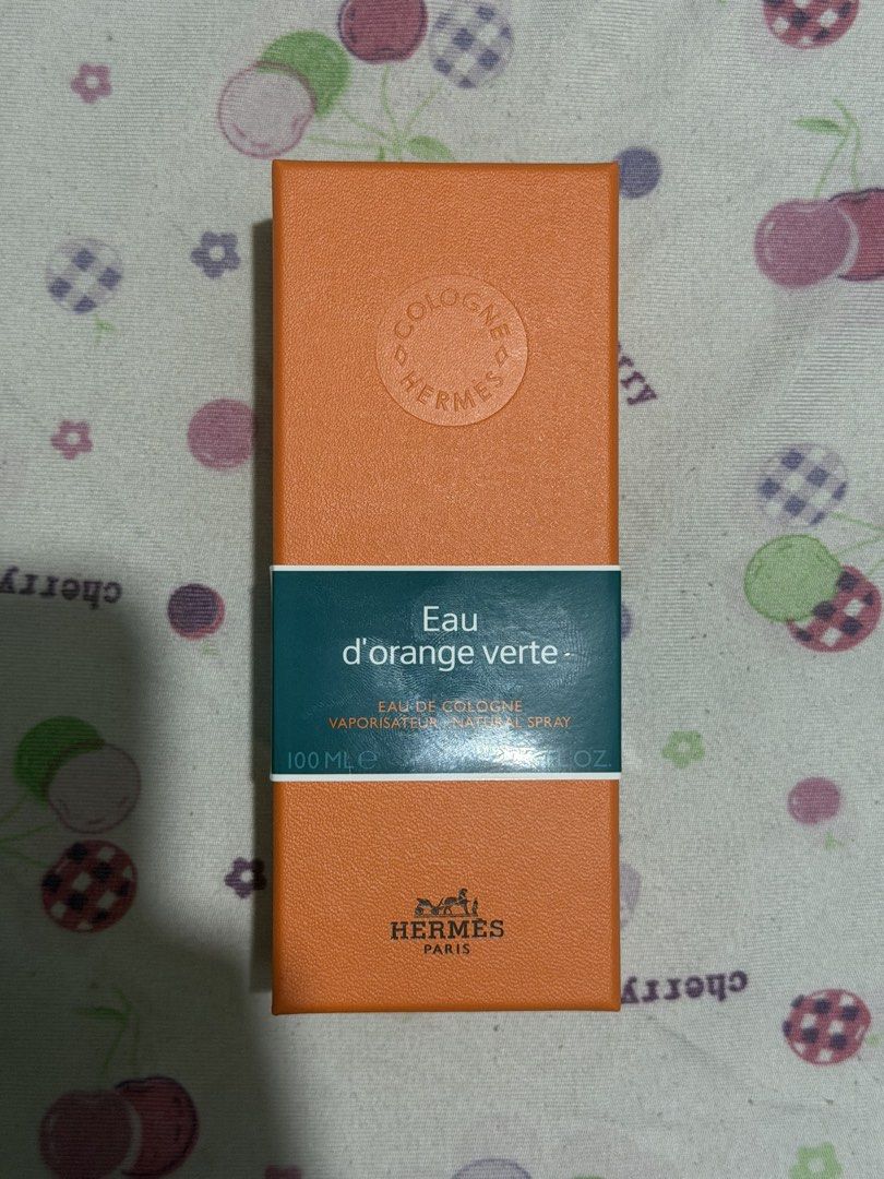 Hermès Eau d'orange verte Eau de Cologne 100ml (Category: Fragrance & Deodorants) located in Manila. Submitted by chccj835237 (Listing ID 1469321560, Image 3). Description: - Authentic Hermès Eau d'orange verte Eau de Cologne - Size: 100ml / Natural spray vaporisateur - Condition: Brand new, unused, kept in original packaging - Packaging: Classic green glass flacon with dark cap, includes signature orange presentation box with teal belly band - G