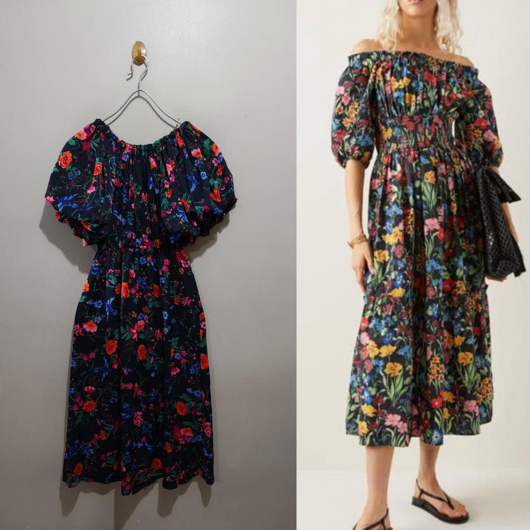 HIGH QUALITY FLORAL MIDI DRESS (Category: Dresses) located in Quezon City. Submitted by fashionblvdph02 (Listing ID 1469207626, Image 1). Description: fits small up to xl; FREE SIZE waist 25-40”; length 45” gathered waist HIGH quality super PRETTY.