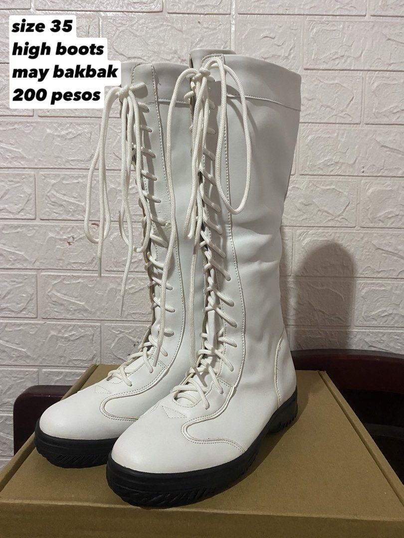 High White Boots (Category: Boots) located in Rizal. Submitted by dianamarieulip (Listing ID 1469362189, Image 1). Description: Bago pa to, may issue lang, dm para sa video ng issue.