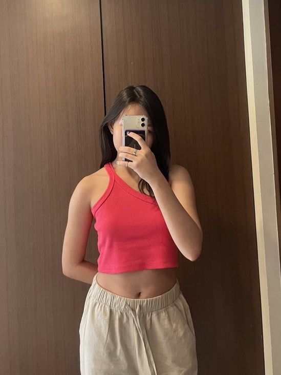 H&M Pink One Shoulder Ribbed Crop Top (Category: Sleeveless) located in Antipolo. Submitted by aiyecandl (Listing ID 1469306759, Image 1). Description: - Brand: H&M - Color: Bright pink - Style: One-shoulder crop top - Fabric: Ribbed, super stretchy, and comfortable - Condition: Well loved but still in great shape.