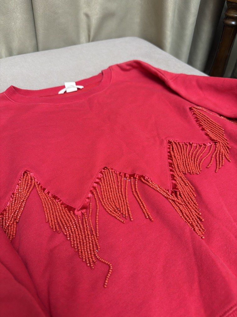 H&M Red Beaded Sweater (Category: Coats, Jackets and Outerwear) located in Las Pinas. Submitted by thealyssacloset (Listing ID 1469213668, Image 2). Description: .