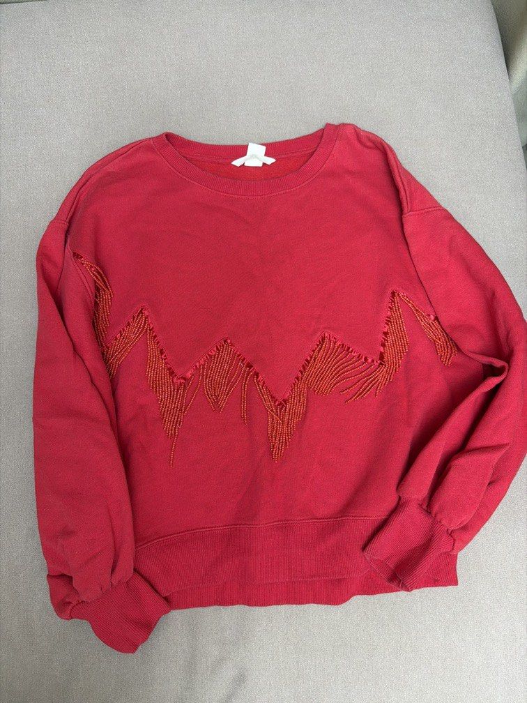 H&M Red Beaded Sweater (Category: Coats, Jackets and Outerwear) located in Las Pinas. Submitted by thealyssacloset (Listing ID 1469213668, Image 1). Description: .