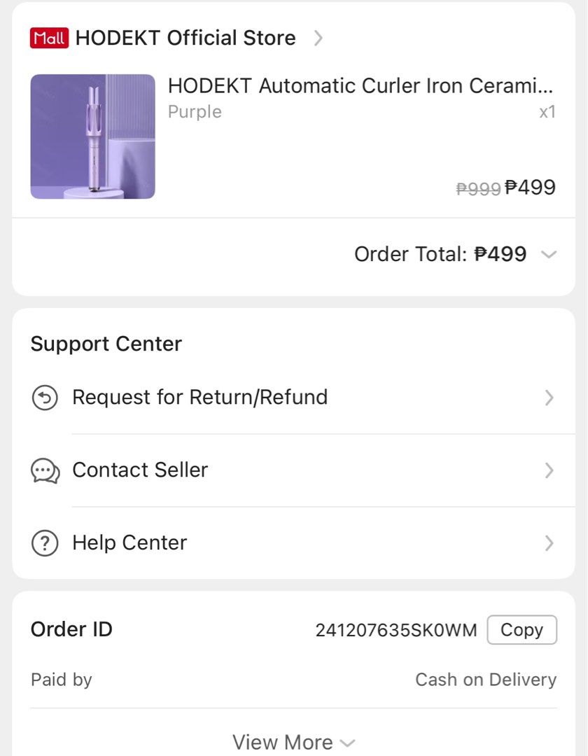 HODEKT Automatic Curler Iron Ceramic Purple (Category: Hair) located in Manila. Submitted by izzzzasclutter (Listing ID 1469218714, Image 2). Description: - Brand: HODEKT automatic hair curler in a gorgeous purple shade - Condition: used once, no box, bought straight from the official store - Ceramic Barrel: Designed to shape effortless, smooth waves easily - Adjustable Heat: Multiple temperature settings from 160°C to 220°C clearly marked on the