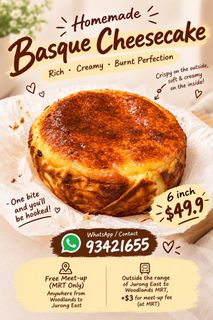 6 inch Burnt Basque Cheesecake, Food & Drinks, Homemade Bakes on Carousell