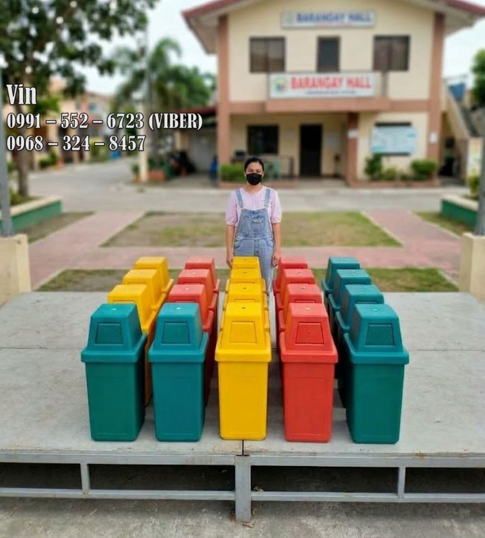hooded trash bin large (Category: Waste Bins & Bags) located in Bacoor. Submitted by zx400rr (Listing ID 1469165758, Image 1). Description: HOODED TRASH BIN Made in non-toxic Polyurethane Plastic Easy to clean, carry and move Also available: Metal Frame for 2 slots, 3 slots & 4 slots! Segregation Label & Company Logo Sizes: 28L, 75L, 85L, 132L Color: Red, Yellow, Green, Black, Blue, Gray For inquiries: 0991 552 6723 0968 324 8457 0933 855 9510 09