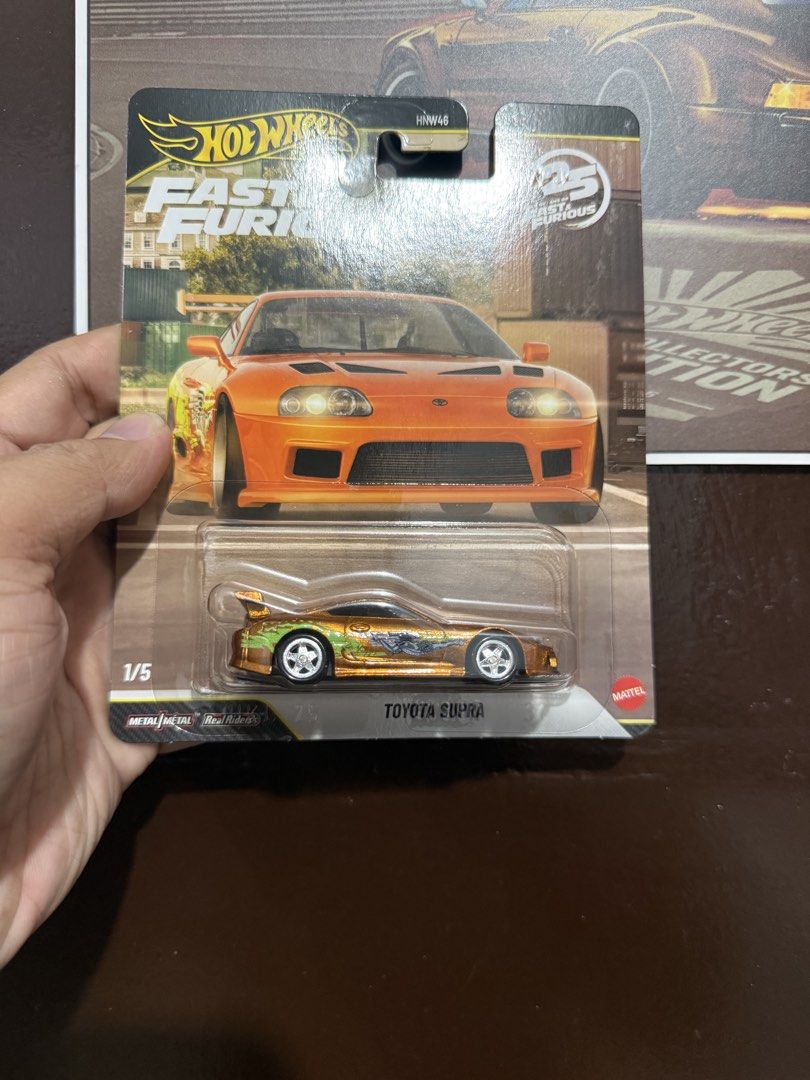 Hot Wheels Fast & Furious Chase Premium Car Assorted Set (Category: Vehicle & Diecast Models) located in Manila. Submitted by fierceocean-66f4 (Listing ID 1469305739, Image 2). Description: - Complete Hot Wheels Premium Fast and Furious 5-car set - Includes: Toyota Supra, Mercedes-Benz SLS AMG Coupe, Lexus LFA, Nissan 350Z Custom, and McLaren 720S - Scale: 1:64 die-cast models - Condition: Brand new, unopened blister cards - Packaging: Features e