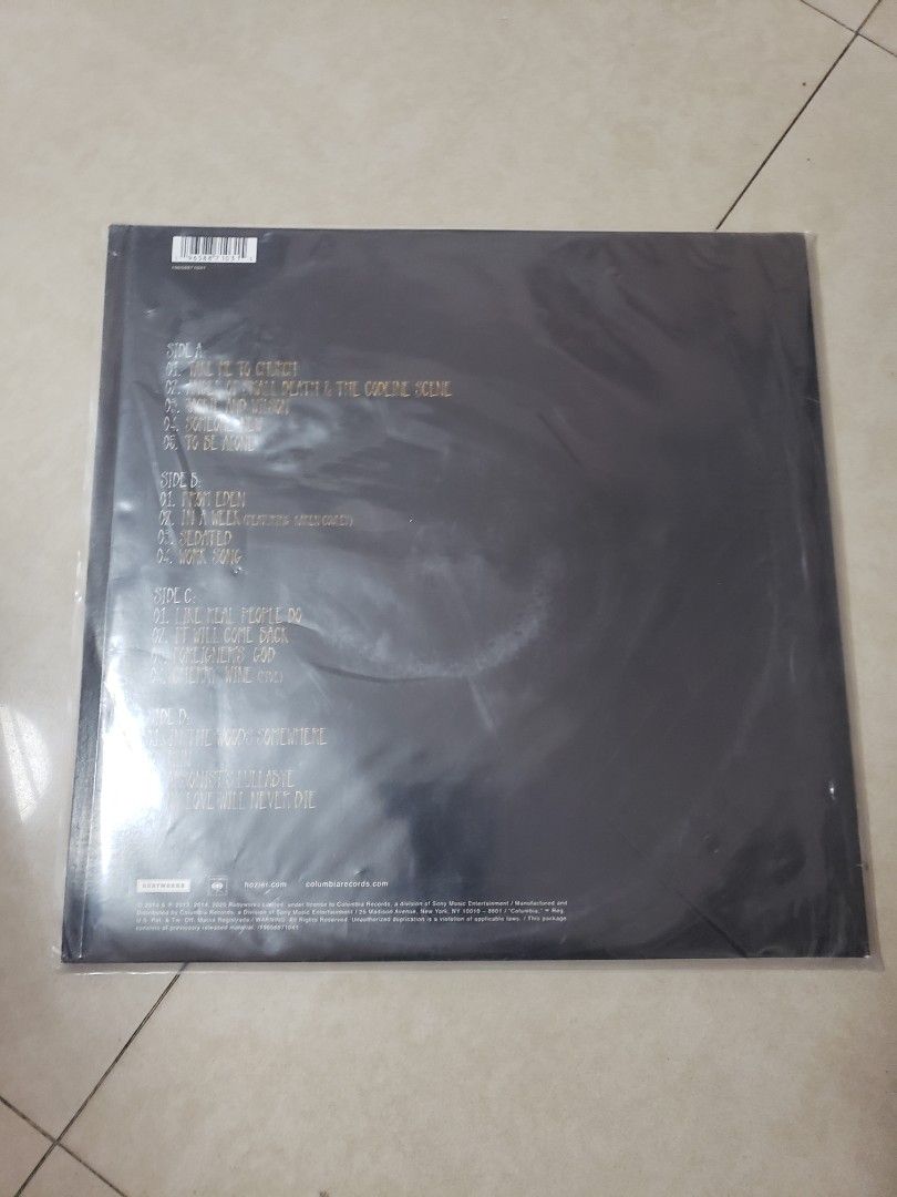 Hozier - Vinyl LP (Category: Vinyls) located in Paranaque City. Submitted by themanhole (Listing ID 1469162006, Image 2). Description: This image displays the vinyl record edition of Hozier, the self-titled debut studio album by Irish singer-songwriter Hozier. Originally released in September 2014, the breakout record features world-renowned hits such as "Take Me to Church", "From Eden", and "Work Song". The signature album artwork was painted by