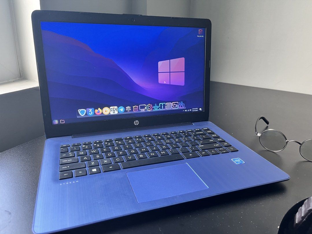 HP Stream 14 Blue Laptop Intel Inside (Category: Laptops & Notebooks) located in Cainta. Submitted by sonicfireblade (Listing ID 1469329964, Image 3). Description: - Model: HP Stream Laptop - Color: Eye-catching Royal Blue with silver HP logo - OS: Windows installed and ready to go - Condition: Clean display, sleek keyboard layout, and matching blue trackpad - Portability: Compact, lightweight, and easy to carry for daily tasks, classes, or trave
