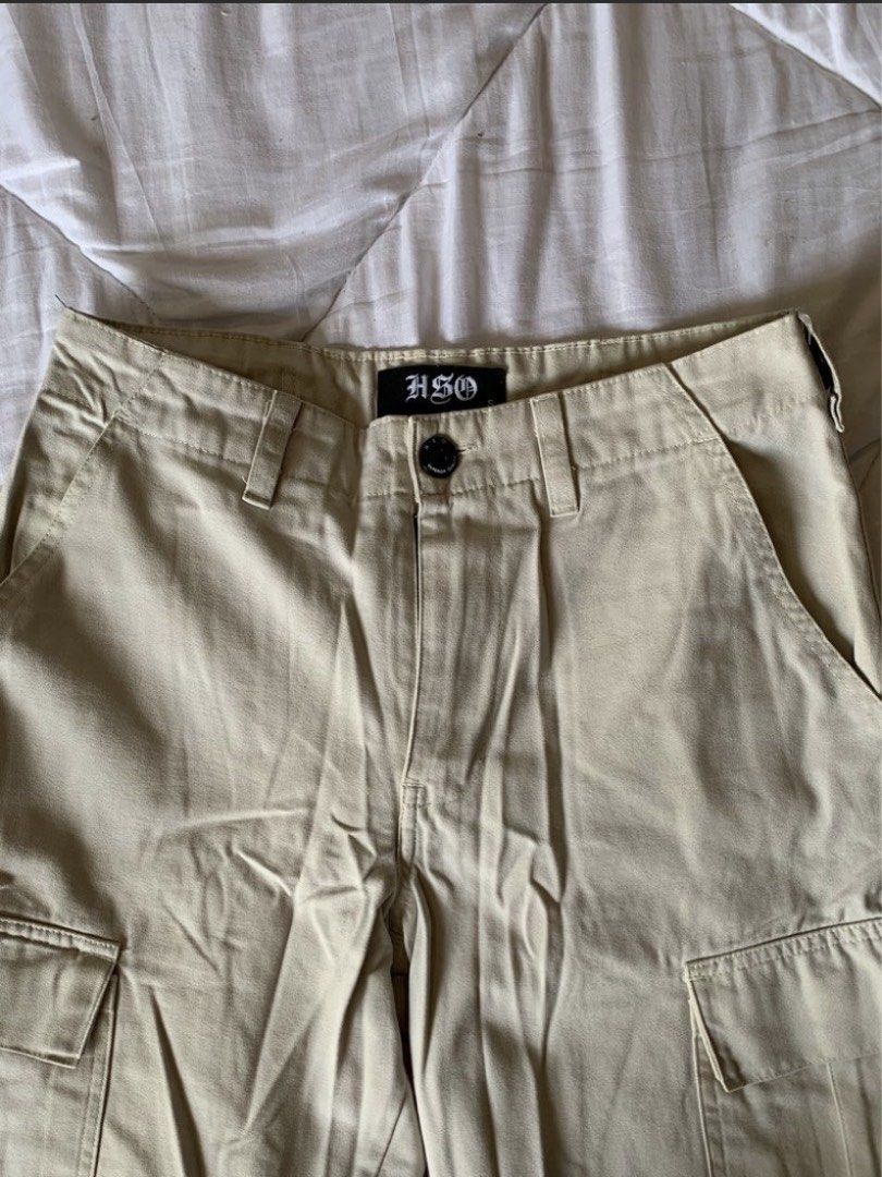 HSO Cream Cargo Pants (Category: Jeans) located in Taguig. Submitted by prelovedbynette (Listing ID 1469333295, Image 1). Description: Waist is 28-29 inches Length is 36 inches When worn (see last photo - from HSO website).