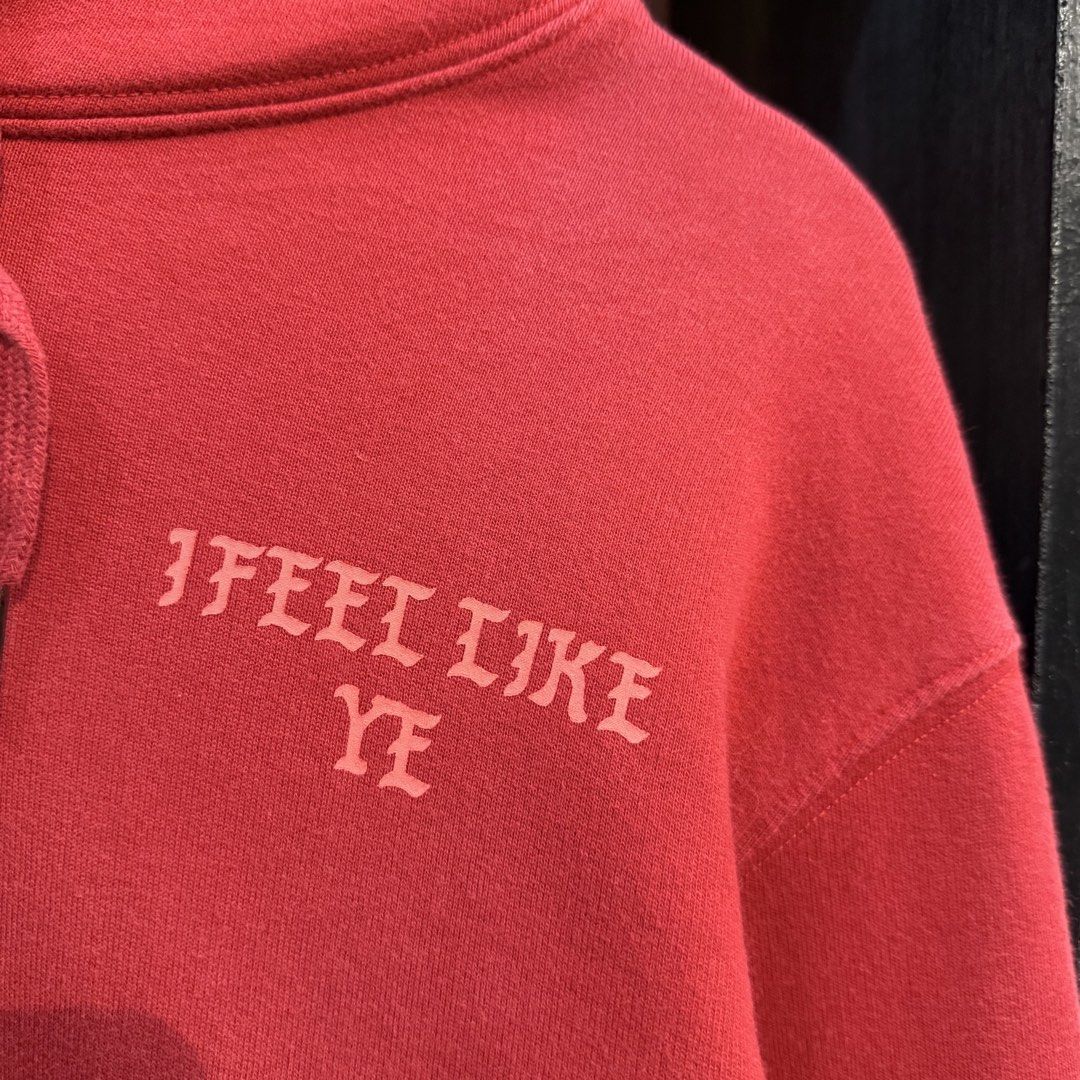I Feel Like PABLO Red Hoodie (Category: Hoodies) located in Manila. Submitted by carbungcoalex (Listing ID 1469339545, Image 3). Description: I FEEL LIKE PABLO RED HOODIE 21 by 27 Good Condition Need wash 1200 CLAIM.