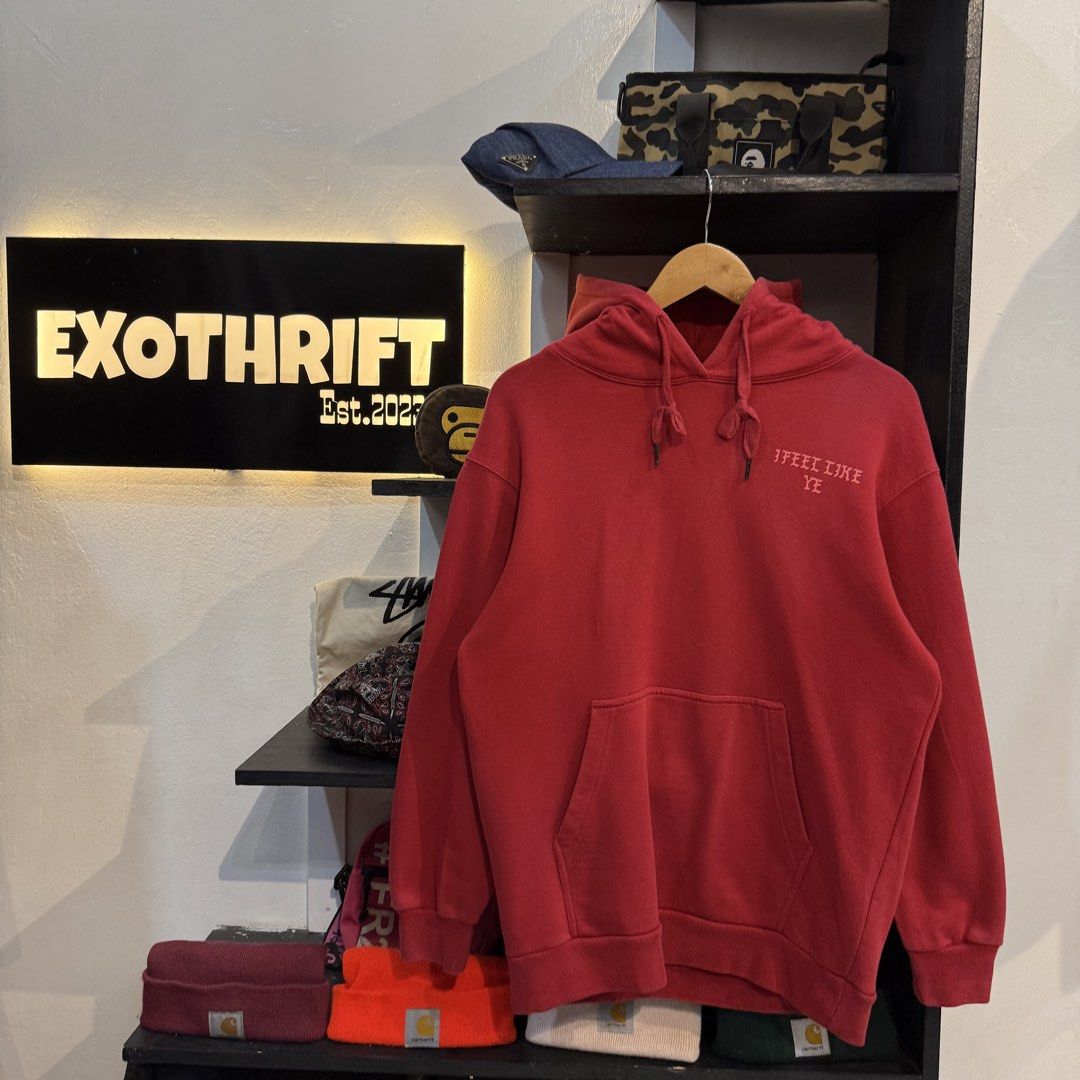 I Feel Like PABLO Red Hoodie (Category: Hoodies) located in Manila. Submitted by carbungcoalex (Listing ID 1469339545, Image 1). Description: I FEEL LIKE PABLO RED HOODIE 21 by 27 Good Condition Need wash 1200 CLAIM.