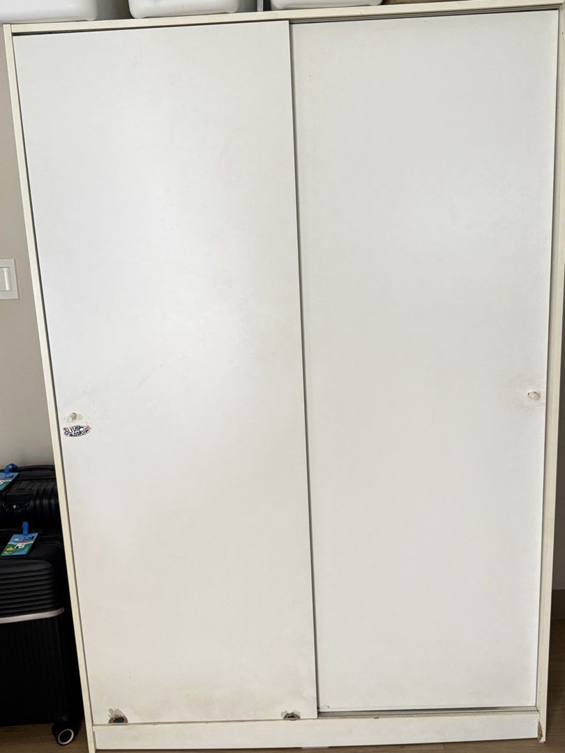 IKEA White Sliding Door Wardrobe (Category: Shelves, Cabinets & Racks) located in Manila. Submitted by goldenfish.dc5c9f (Listing ID 1469190483, Image 2). Description: FOR SALE: IKEA KLEPPSTAD Wardrobe 🤍 • Color: White • Size: 117 × 55 × 176 cm • Sliding doors • Condition: Well-used .