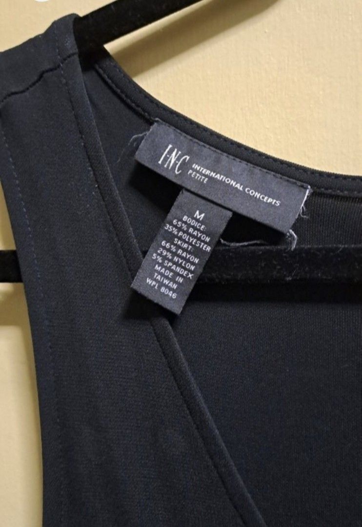 INC Black Dress (Category: Dresses) located in Manila. Submitted by thrifter_lifestyle (Listing ID 1469262058, Image 2). Description: Brand: INC (bought in the US) Sleeveless, Knee Length Deep V-neck Ruffle Skirt Portion (see photo detail) Fully Stretchable 🙂 Fits upto L. ser tag for material Perfect LBD! RFS: no longer fits me, no worn photos..