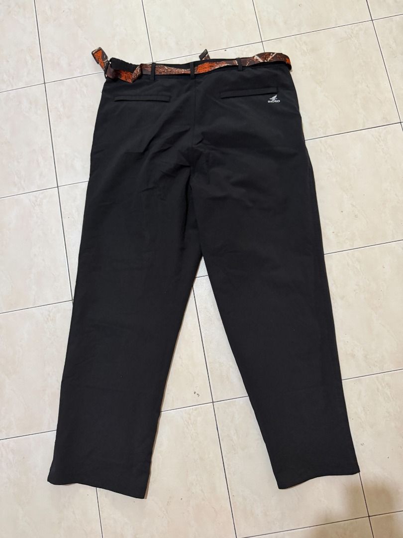 INCEO Black Pants Size 36 with Patterned Belt (Category: Jeans) located in General Santos City (Dadiangas). Submitted by peter_diaz1029 (Listing ID 1469224469, Image 2). Description: - Brand: INCEO - Size: 36 - Color: Black - Style: Straight cut with two back pockets - Included: Matching printed belt with reddish-orange abstract pattern - Condition: Clean, neatly kept, great for everyday wear.