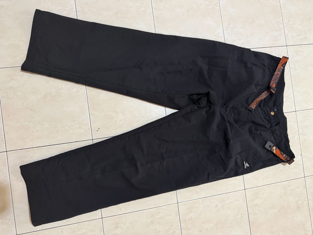 INCEO Black Pants Size 36 with Patterned Belt (Category: Jeans) located in General Santos City (Dadiangas). Submitted by peter_diaz1029 (Listing ID 1469224469, Image 1). Description: - Brand: INCEO - Size: 36 - Color: Black - Style: Straight cut with two back pockets - Included: Matching printed belt with reddish-orange abstract pattern - Condition: Clean, neatly kept, great for everyday wear.