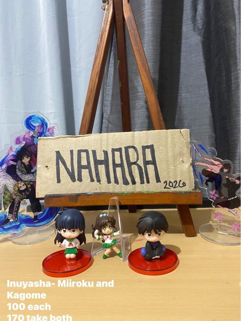 Inuyasha Miroku Kagome Mini Figures (Category: Figurines & Statues) located in Baguio. Submitted by khaleexyy (Listing ID 1469357724, Image 1). Description: - Anime mini figures set:Miroku, and Kagome with red round bases - Price: ₱100 each or take both for ₱170 - Baguio loc; ship via Jnt -sf shouldered by buyer.