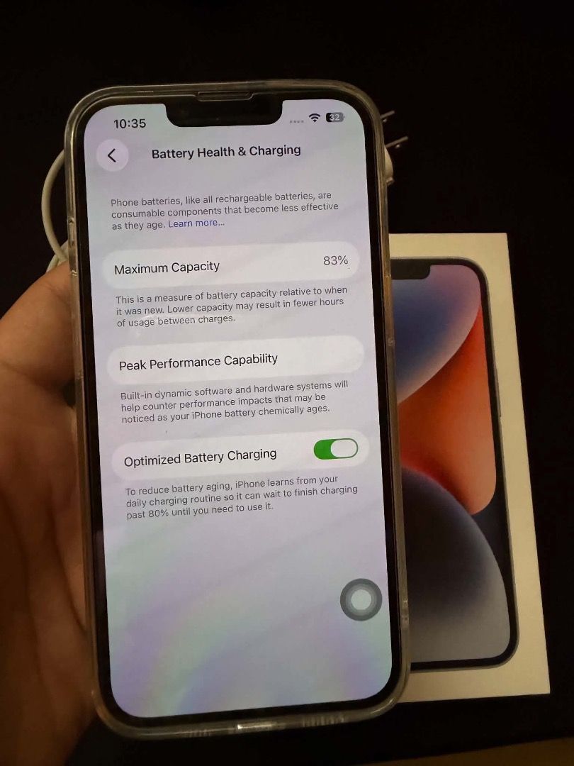 Iphone 14 128GB (Category: iPhone 14 Series) located in Cavite. Submitted by shairagjavier (Listing ID 1469210213, Image 1). Description: 128GB Sierra Blue 83% battery health OS is updated to 26.5 Open line Comes with its original box, charging cord and brick All working face ID, true tone No known issues No history of repair Free clear case.