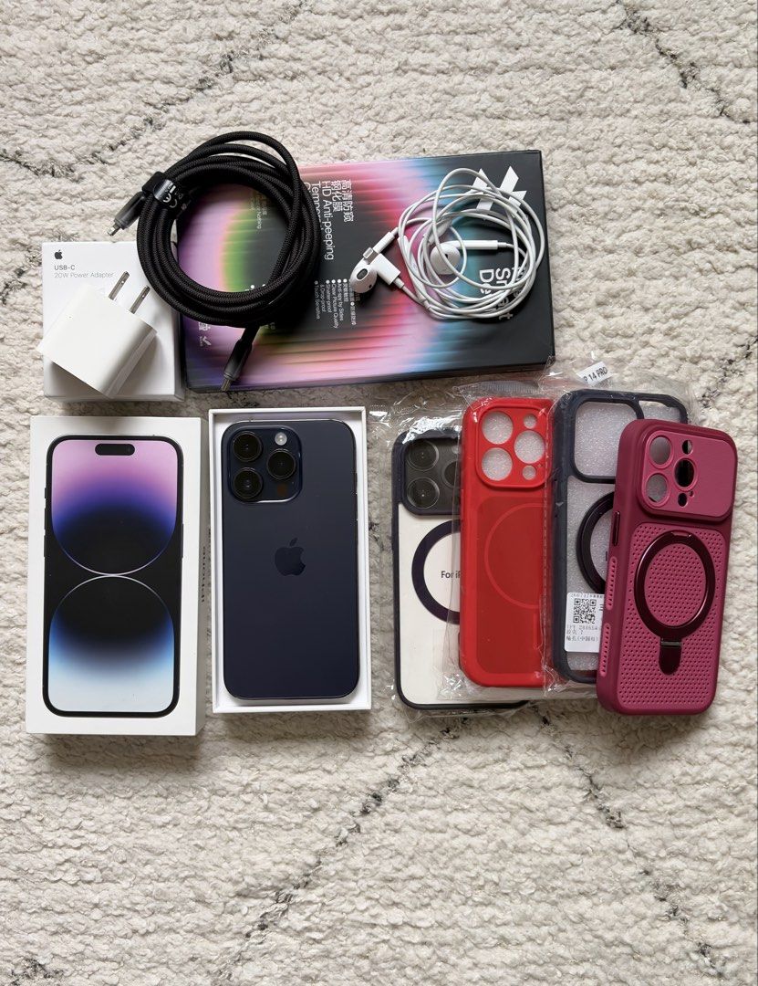 iPhone 14 PRO Factory unlocked 256GB (Category: iPhone 14 Series) located in Caloocan City. Submitted by justpeachie (Listing ID 1469199774, Image 1). Description: Iphone 14 PRO 256GB Deep purple Factory unlocked - pwede kahit anong sim/esim With original box With charger and headphones With privacy tempered glass & cases Palit na ang screen but still OLED, no problem sa paggamit With face id No iCloud problem Mahaba pa ang battery life Negotiabl