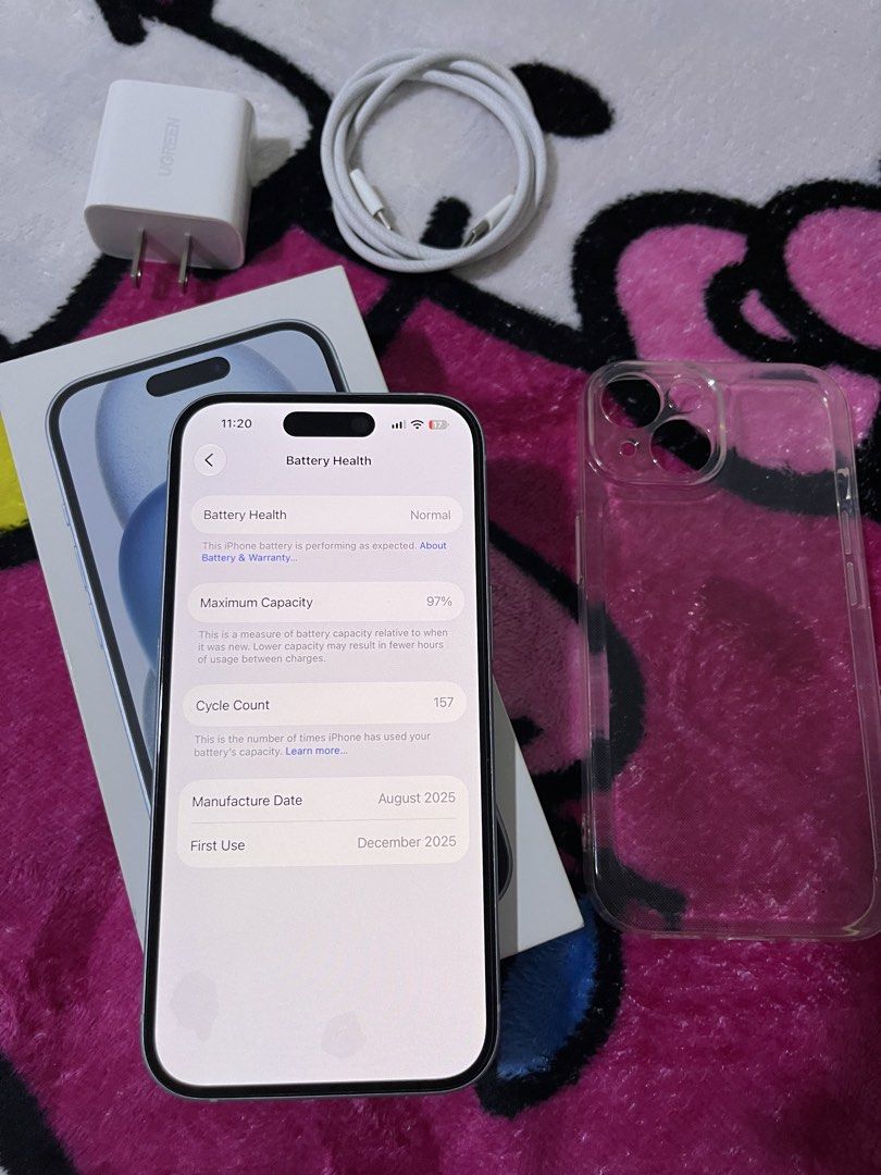 Iphone 15 blue 128gb (Category: iPhone 15 Series) located in Manila. Submitted by zealocean.747c6d (Listing ID 1469185574, Image 3). Description: For sale lang po mababa napo price wag napo sana baratin hehe rush po. 97% batt original not boosted Cc 161 Under warranty until December 2026 Local var NTC APPROVED Factory unlock any sim pwede IOS 27 Face id working True tone working Super kinis supur smooth Super lina both cam NO ISSUE PO TALAGA NO H