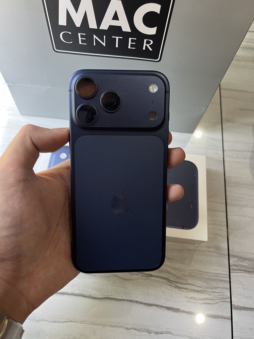 Iphone 17 Pro Max Deep Blue (Category: iPhone 17 Series) located in Calamba. Submitted by jkafrica10 (Listing ID 1469314916, Image 2). Description: 1 year old, under warranty pa from powermac Complete (paper bag, box, lightning cable) 2 small hairline sa plateau.