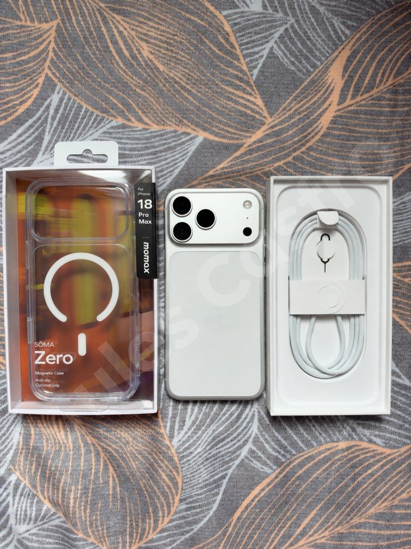 iPhone 17 Pro Max Silver (Category: iPhone 17 Series) located in Quezon City. Submitted by sebix103 (Listing ID 1469320285, Image 1). Description: ➡️ Sell only no to swap and buy/sell iPhone 17 Pro Max Silver 256Gb ✅ 98% batter health 173 cc ✅ No history of repair ✅ With unused usb cable and original box (with receipt) and FREE case ✅ No sim restrictions/ factory unlocked and NTC variant ✅ No issue, unli test and reset, no dents except with one t