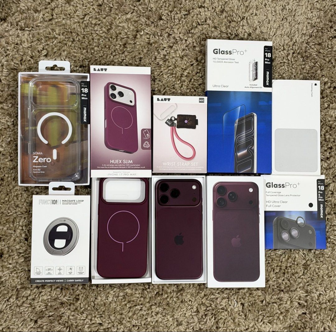 Iphone 18 Pro Max 256GB Burgundy (Category: iPhone 18 Series) located in Pasay City. Submitted by declutter1130 (Listing ID 1469333972, Image 1). Description: 📱 iPhone 18 Pro Max + Premium Accessories Bundle ✨ Opened in-store only upon purchase for unit checking, assurance, and warranty purposes. Otherwise unused. Inclusions: • iPhone 18 Pro Max – SRP ₱106,490 • Soma Zero Magnetic Case – SRP ₱990 • MagSafe Loop – SRP ₱990 • Huex Slim Case – SRP 
