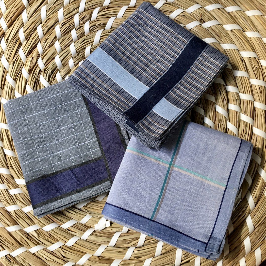 Japan hankies for men bundle 3pcs (Category: Handkerchief & Pocket Squares) located in Quezon, Isabela. Submitted by hankies_garden2 (Listing ID 1469281285, Image 1). Description: Fixed price‼️ Cotton hankies from Japan 1 day reservation only‼️ *Please manage your expectations if there would be min flaws/ washable dirt/ small storage stain- major flaws will be disclosed #japanhankies #japanscarves #mcm #branded #fendi #picasso #luxuryhanky #celin