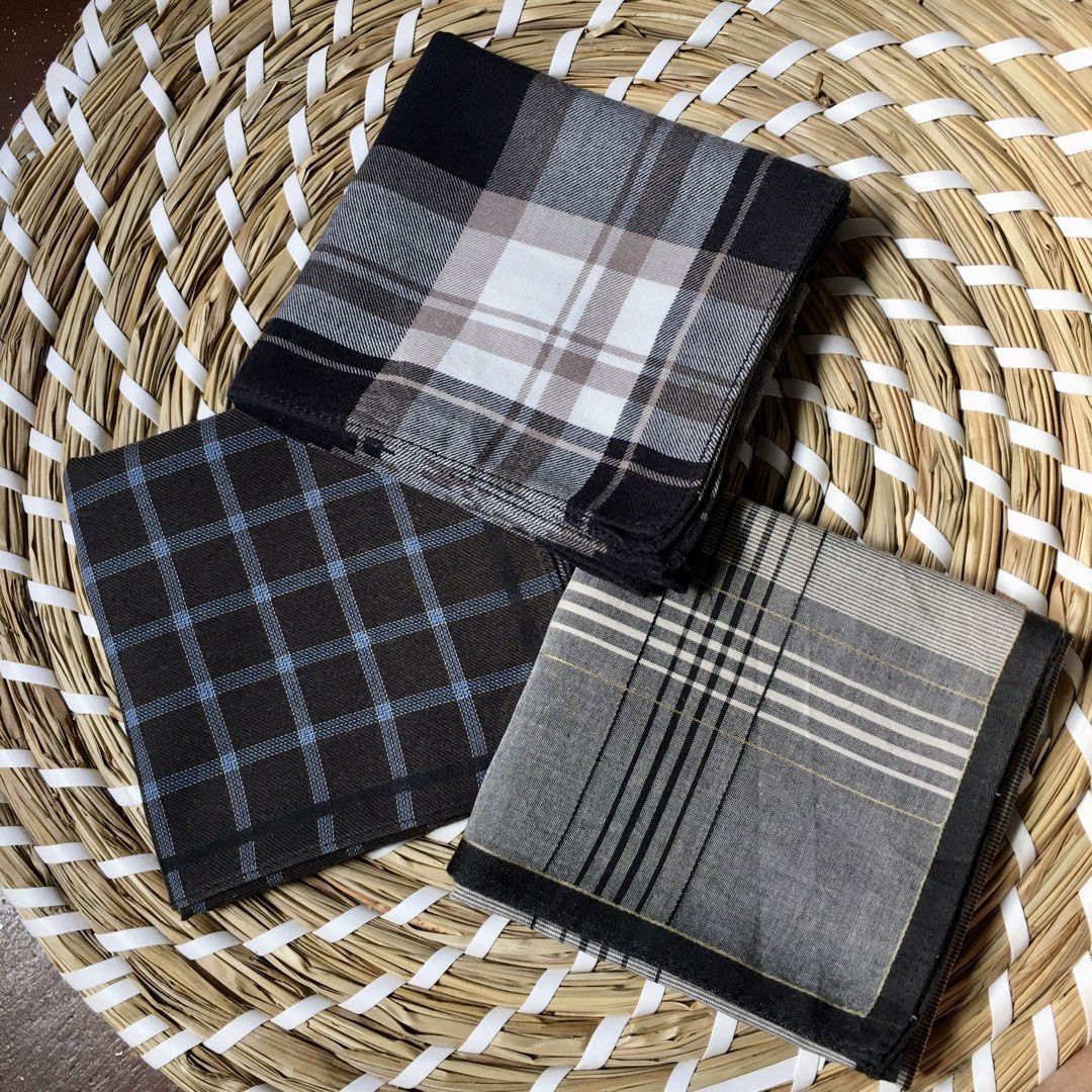 Japan hankies for men bundle 3pcs (Category: Handkerchief & Pocket Squares) located in Quezon, Isabela. Submitted by hankies_garden2 (Listing ID 1469282394, Image 1). Description: Fixed price‼️ Cotton hankies from Japan 1 day reservation only‼️ *Please manage your expectations if there would be min flaws/ washable dirt/ small storage stain- major flaws will be disclosed #japanhankies #japanscarves #mcm #branded #fendi #picasso #luxuryhanky #celin