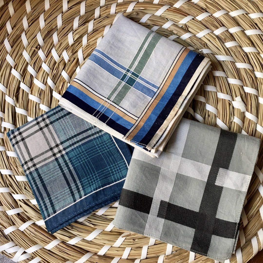 Japan hankies for men bundle 3pcs (Category: Handkerchief & Pocket Squares) located in Quezon, Isabela. Submitted by hankies_garden2 (Listing ID 1469284332, Image 1). Description: Fixed price‼️ Cotton hankies from Japan 1 day reservation only‼️ *Please manage your expectations if there would be min flaws/ washable dirt/ small storage stain- major flaws will be disclosed #japanhankies #japanscarves #mcm #branded #fendi #picasso #luxuryhanky #celin