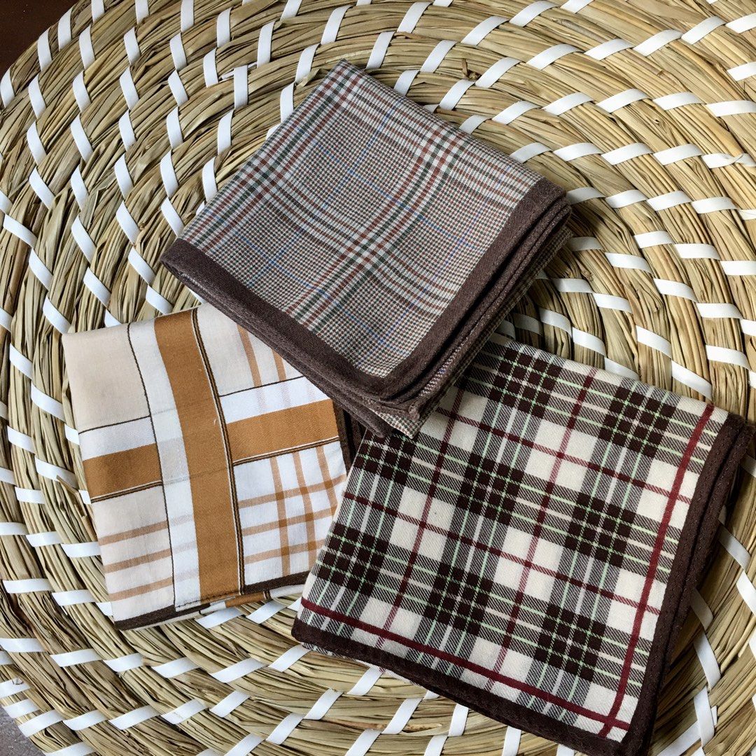Japan hankies for men bundle 3pcs (Category: Handkerchief & Pocket Squares) located in Quezon, Isabela. Submitted by hankies_garden2 (Listing ID 1469285147, Image 1). Description: Fixed price‼️ Cotton hankies from Japan 1 day reservation only‼️ *Please manage your expectations if there would be min flaws/ washable dirt/ small storage stain- major flaws will be disclosed #japanhankies #japanscarves #mcm #branded #fendi #picasso #luxuryhanky #celin