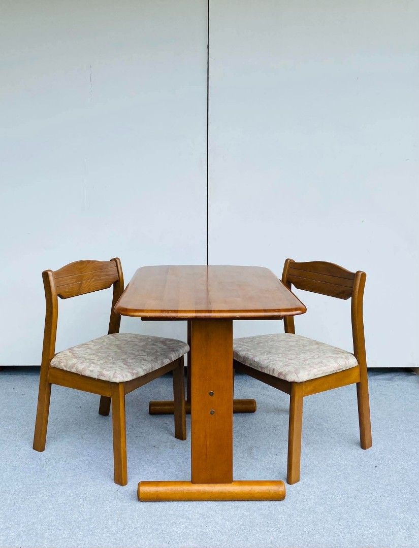 "JAPAN SURPLUS" 2-SEATER SOLID WOOD DINING SET (Category: Tables & Sets) located in Manila. Submitted by shawii_ (Listing ID 1469187341, Image 2). Description: "JAPAN SURPLUS" 2-SEATER SOLID WOOD DINING SET SIZE: 37L" x 25W" x 27H" inches 18L" x 18W" x 16Sh" x 30H" inches (AS-IS ITEM) IN GOOD CONDITION.